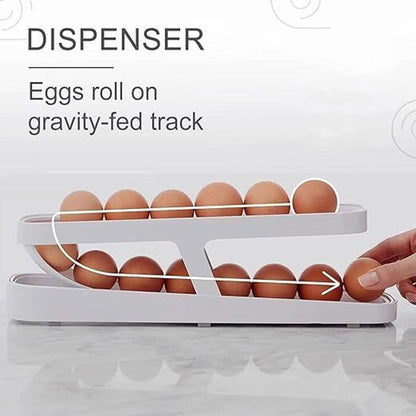 Save Space & Stay Organized – Rolling Egg Dispenser Rack