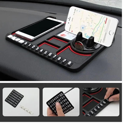 Car Dashboard Phone Holder Organizer With Anti-Slip Mat