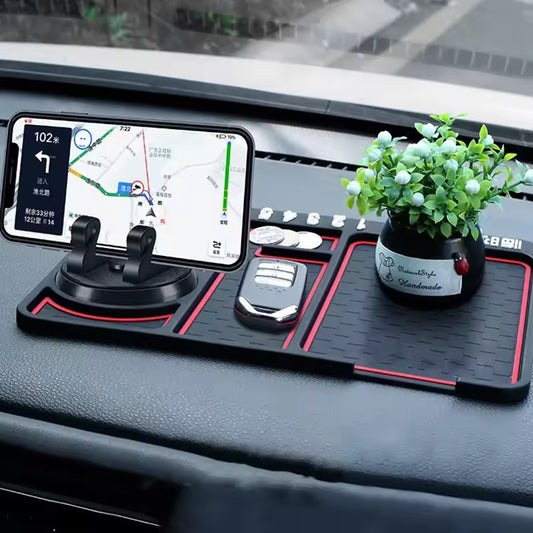 Car Dashboard Phone Holder Organizer With Anti-Slip Mat