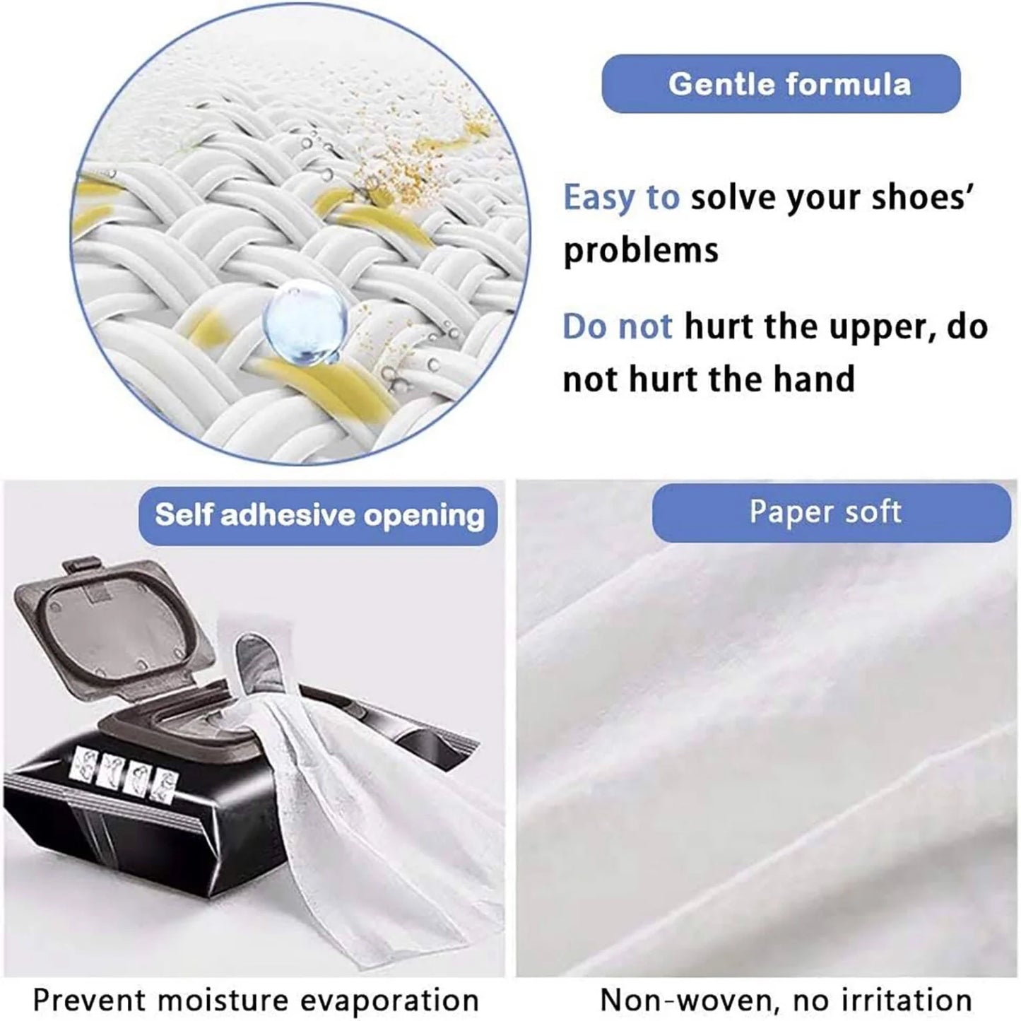 Sneaker Cleaning Wipes – Instant No Water Shoe Cleaner (80 Pack)