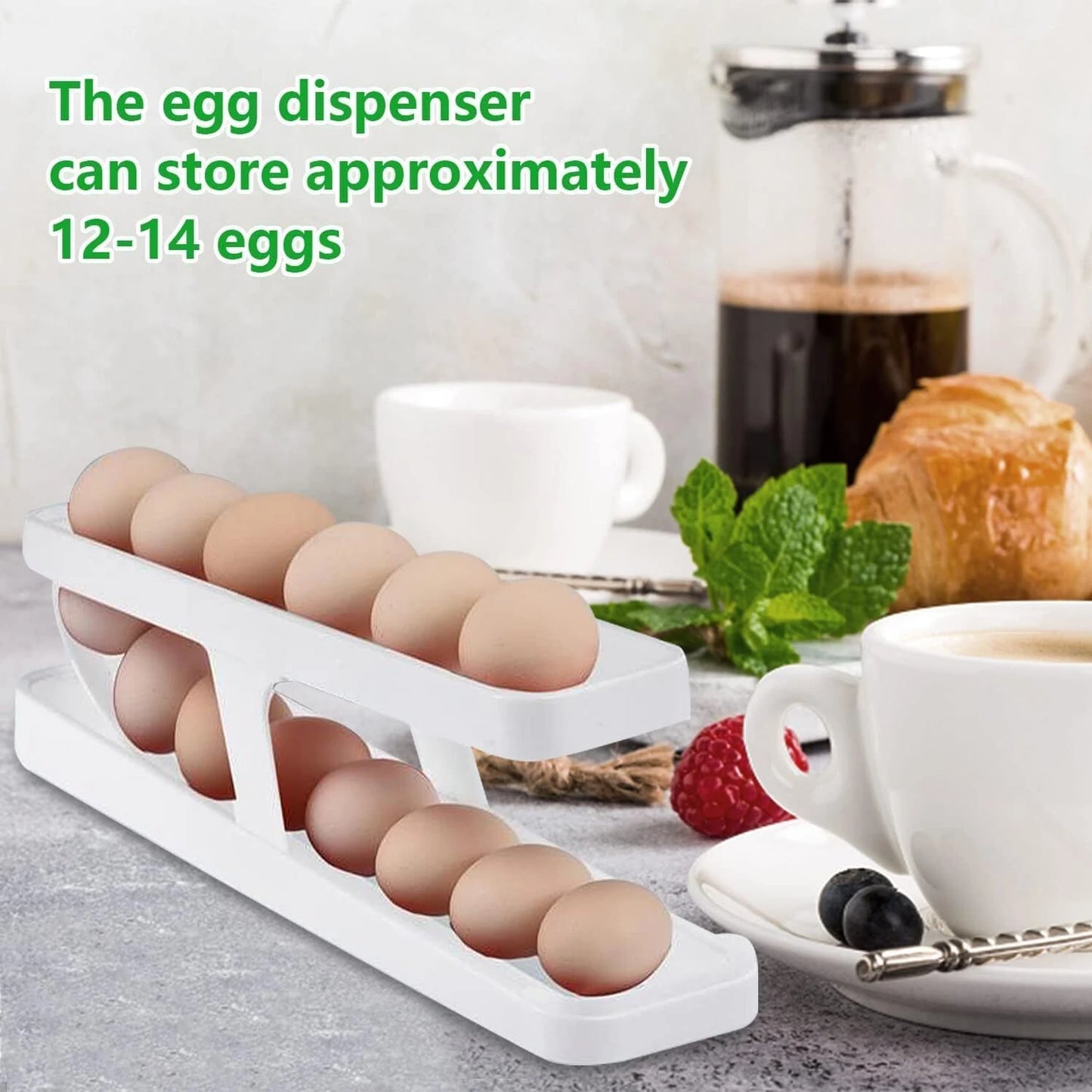 Save Space & Stay Organized – Rolling Egg Dispenser Rack